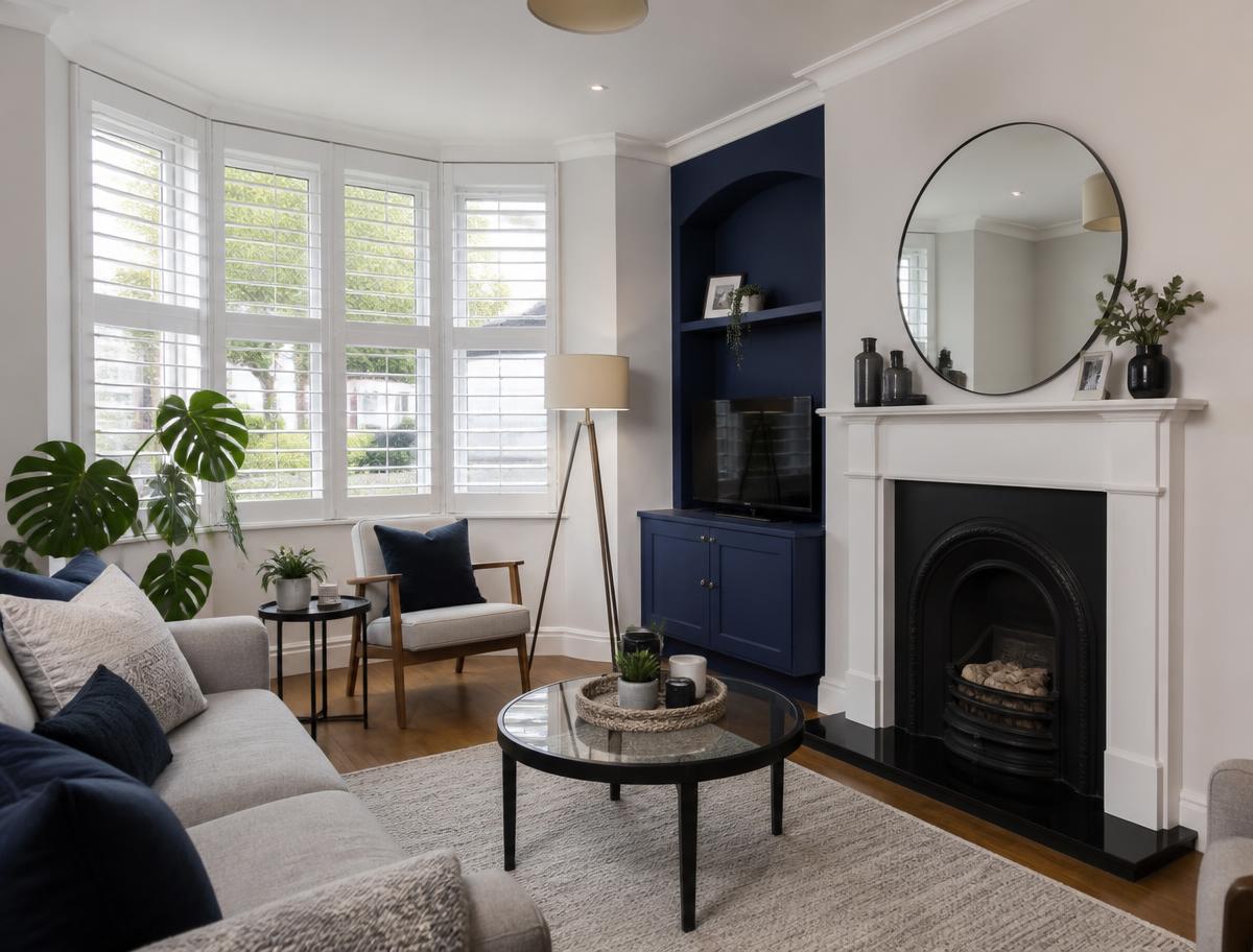 Freshly redecorated living room in a Liverpool rental property by Fresh Finish Decor